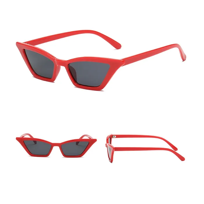 Gafas De Sol Para Mujer Diseño Gato Triangular Retro Moda Rojo