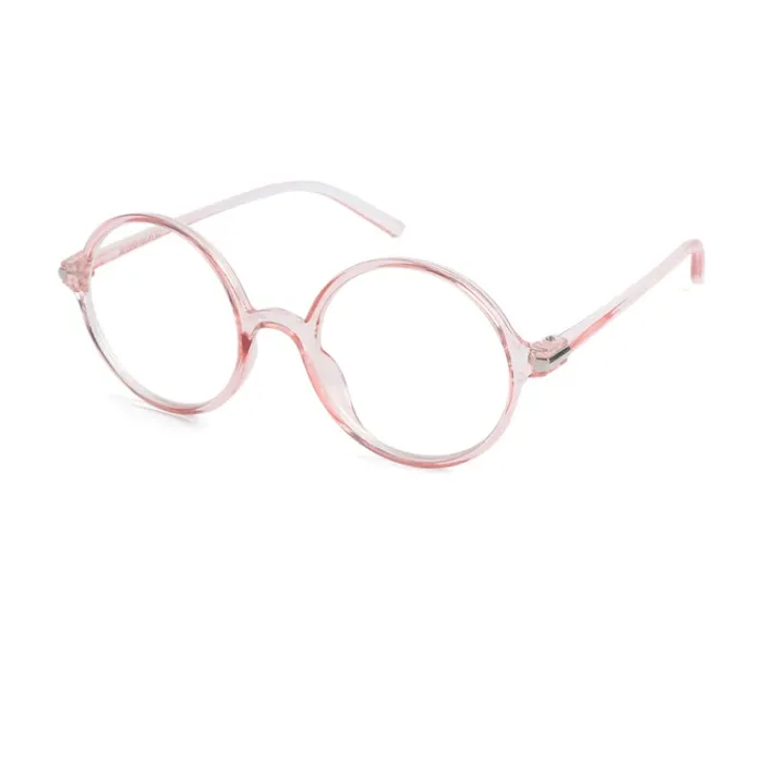 Montura Marco Gafas Redondas Lente Formulado Livianas Unisex Rosa claro traslucido