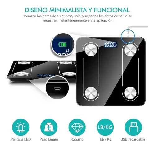 Báscula De Grasa Corporal Escala Inteligente Bluetooth 