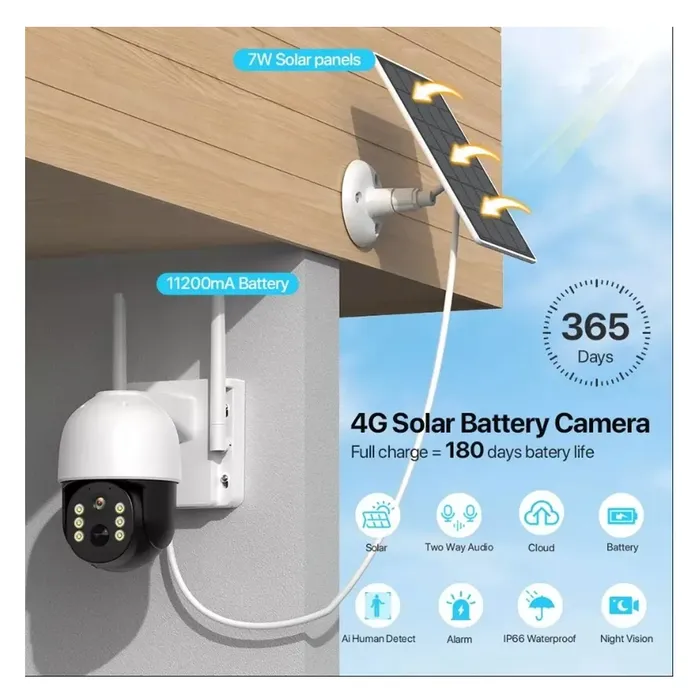 Cámara Ip Solar 4g App Icsee Compatible Con Alexa