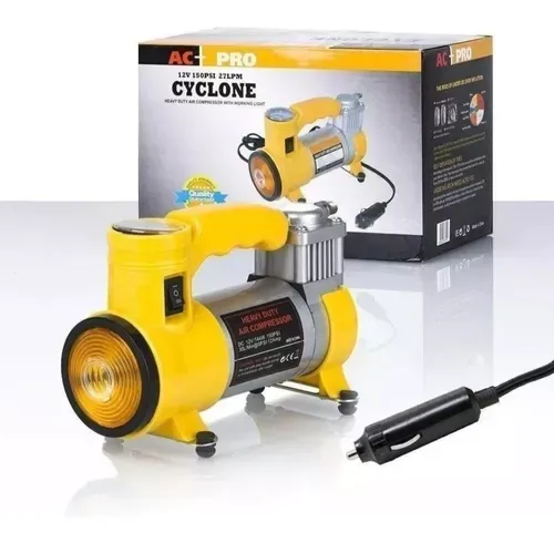 Compresor De Aire Automático Para Inflar Llantas De Carro Color Amarillo 12V