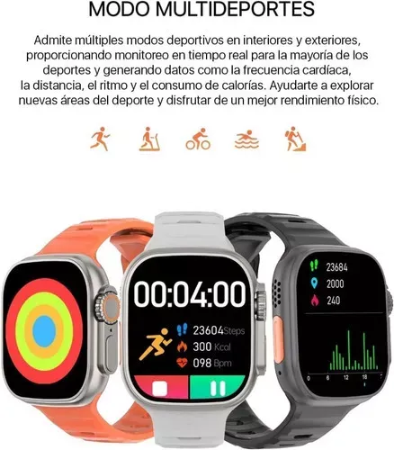 Reloj Inteligente T800 Ultra Smartwatch Carga Inalámbrica Dorado