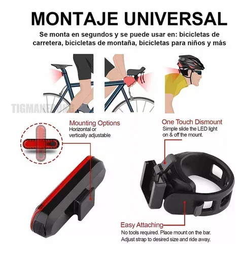 2 Luces Usb Recargable Led Estrobo Para Bicicleta 4 Modos