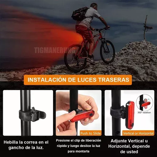 2 Luces Usb Recargable Led Estrobo Para Bicicleta 4 Modos