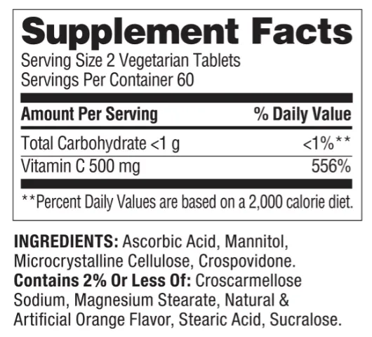 Vitamina C 500 Mg Spring Valley 120 Tabletas 