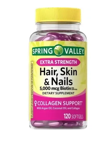 Hair, Skin & Nails Biotina 120 Softgels Spring Valley 