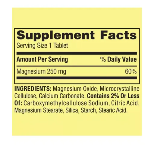 Magnesio Spring Valley 250 Mg 250 Tabletas