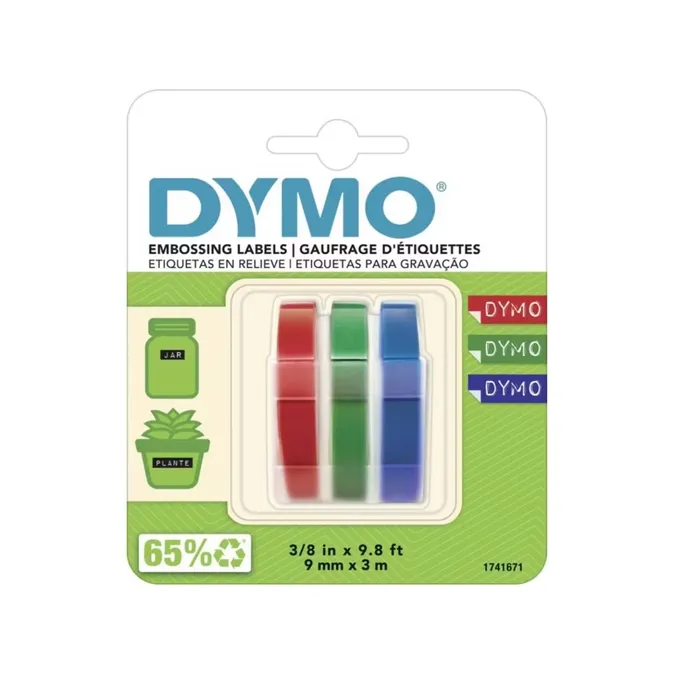 Cinta Rotuladora Vinilo 9mmx 3m Blister X 3 Cintas Roja-Verde-Azul Dymo