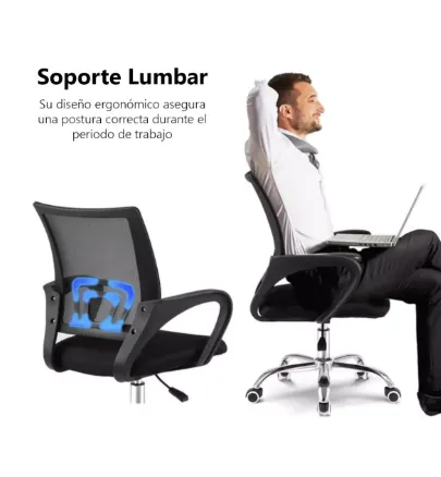 Silla Ejecutiva Ergonómica Negra Con Tapizado Mesh Color Negro Envio Gratis