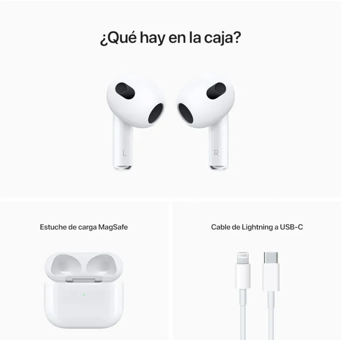 Combo AirPods 3 Generacion 2024 + Cargador 20W Carga Rapida para iphone