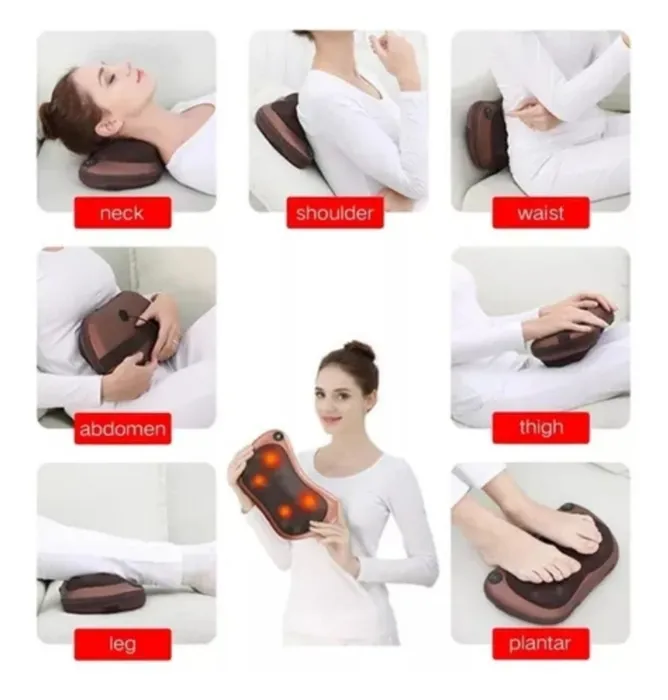 Masajeador Almohada De Cuello Hombro Y Espalda Con Calor