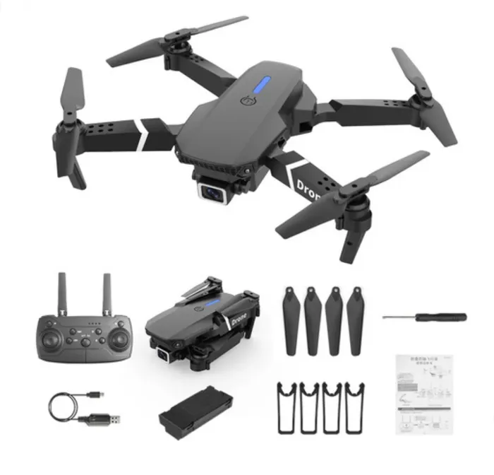 Drone E88 Pro Doble Cámara 4k Estuche Control Wifi Luz Led