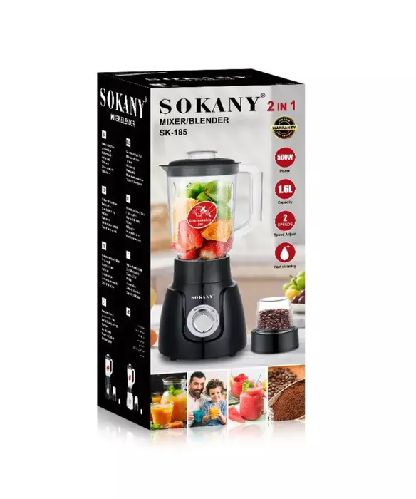 Licuadora Sokany 500w 4 Velocidades 1.6 lts Multifuncional Sk-185