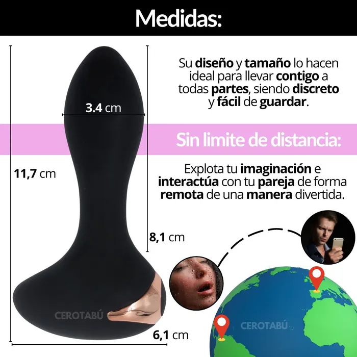 Vibrador Plug Anal Recargable App A Distancia Diseño Lujo