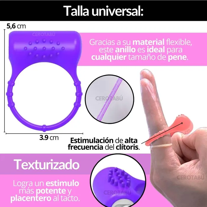 Anillo Vibrador Pene Retardante Eyaculación Texturizado 