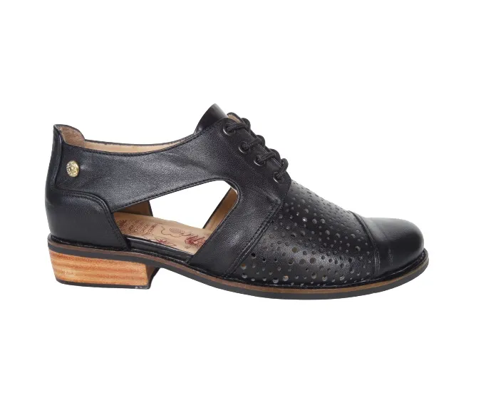 Zapato Oxford Para Mujer En Cuero CALZADO GUERREROS AT-114 NEGRO