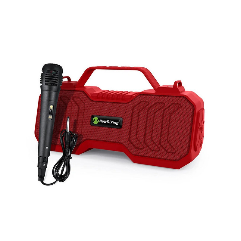 Bocina Parlante Mi Portable Bluetooth Nr-4500m + Microfono Rojo