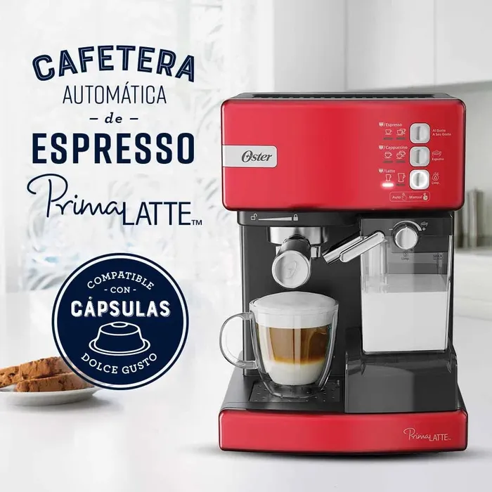 Cafetera Automática De Espresso Roja Oster Prima Latt BVSTEM6603R