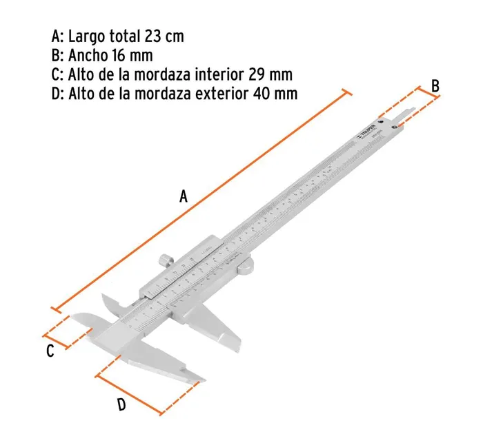 Calibrador Vernier Analógico 6" Acero, TRUPER  