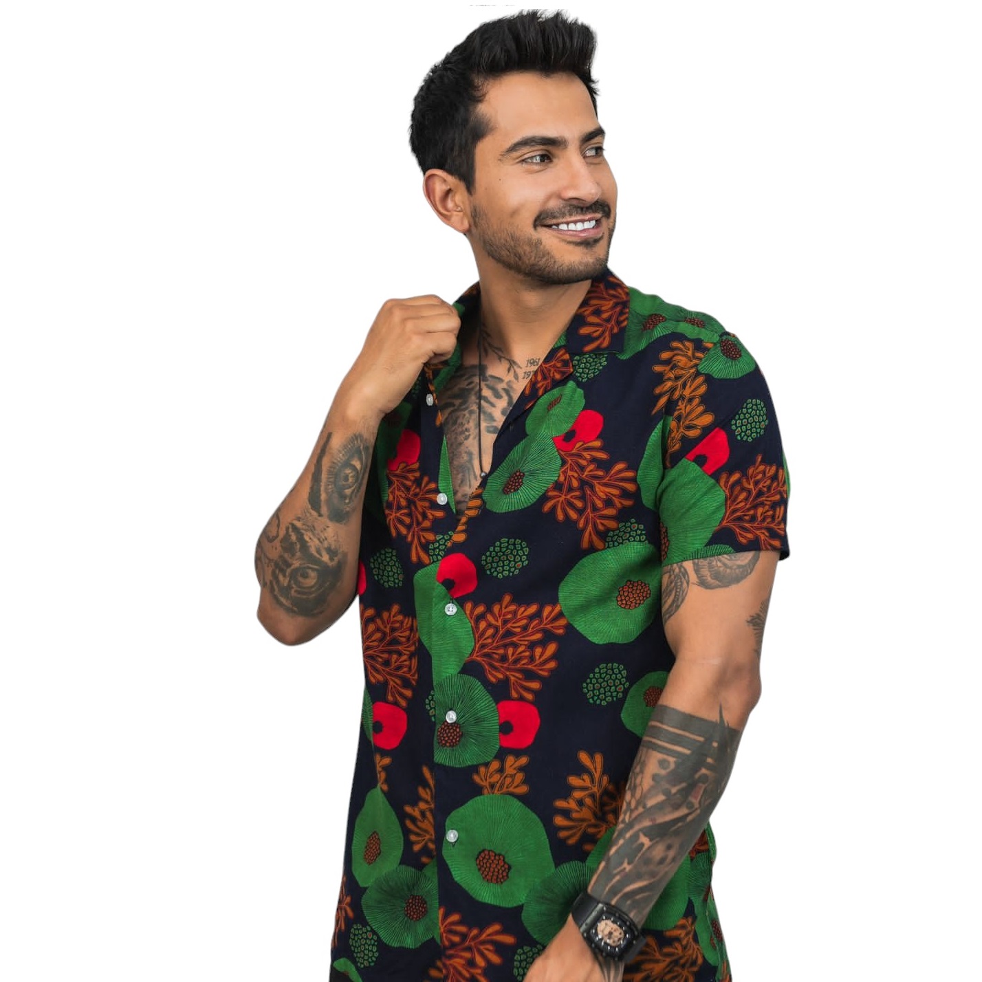 Camisa En Chalis Para Hombre - Diseño Verde