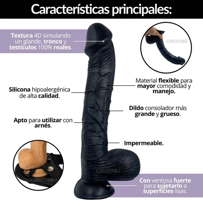 Dildo Textura Super Realista +Grande +Grueso Con Chupa