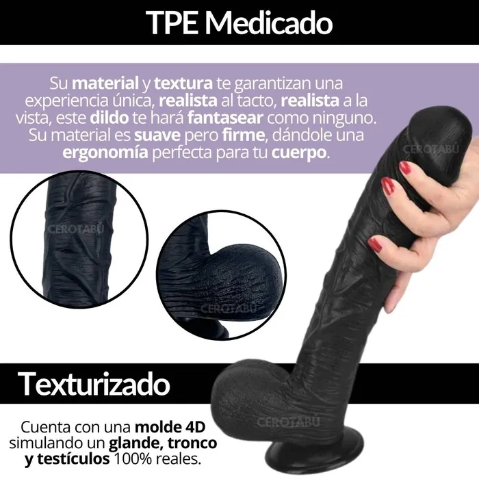 Dildo Textura Super Realista +Grande +Grueso Con Chupa