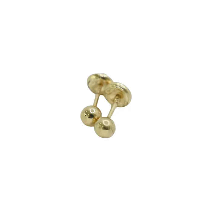 Aretes Topos Oro 18k Lisos 4mm 0.42gr