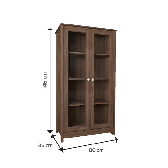 Mueble Vitrina 80cm En MDP 2 Puertas Marron