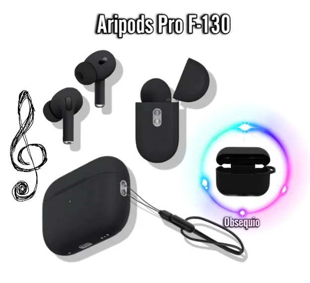 "Auriculares Inalámbricos AirPods F-130 en Negro: Disfruta de un Sonido Excepcional con Forro y Cuerda Anticaída"