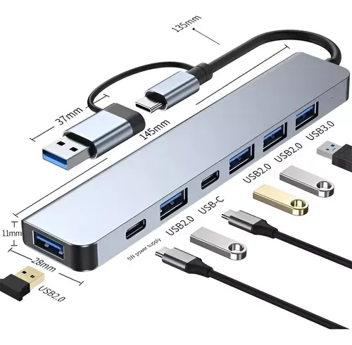 Hub Adaptador Usb 3.0 Tipo C 7 En 2 Multifuncional Universal