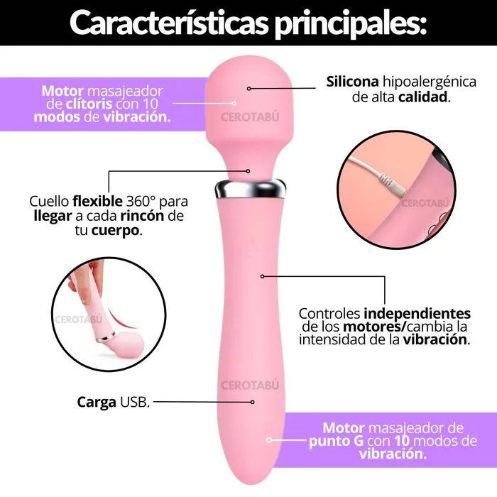 Vibrador Masajeador De Clítoris Hitachi 2 En 1 Recargable Luxury