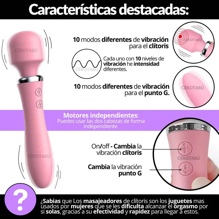 Vibrador Masajeador De Clítoris Hitachi 2 En 1 Recargable Luxury