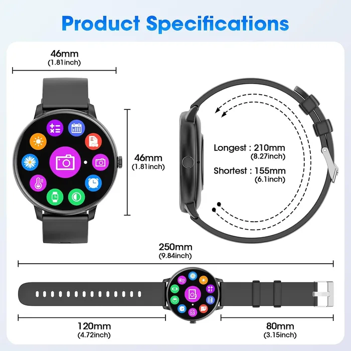 Reloj Inteligente Para Iphone Y Android, Rastreador De Actividad Física De 1.39 Pulgadas Con Frecuencia Cardiaca