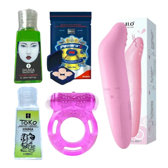 Kit Sexual Vibrador + Lubricante + Anillo+ Potenciador+ Multi