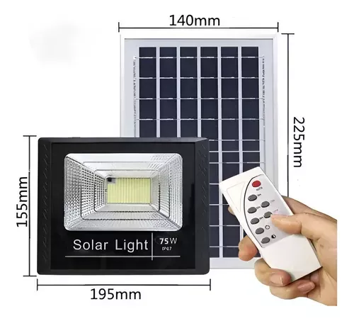 Lampara Reflector Solar Recargable 75w Con Control + Panel