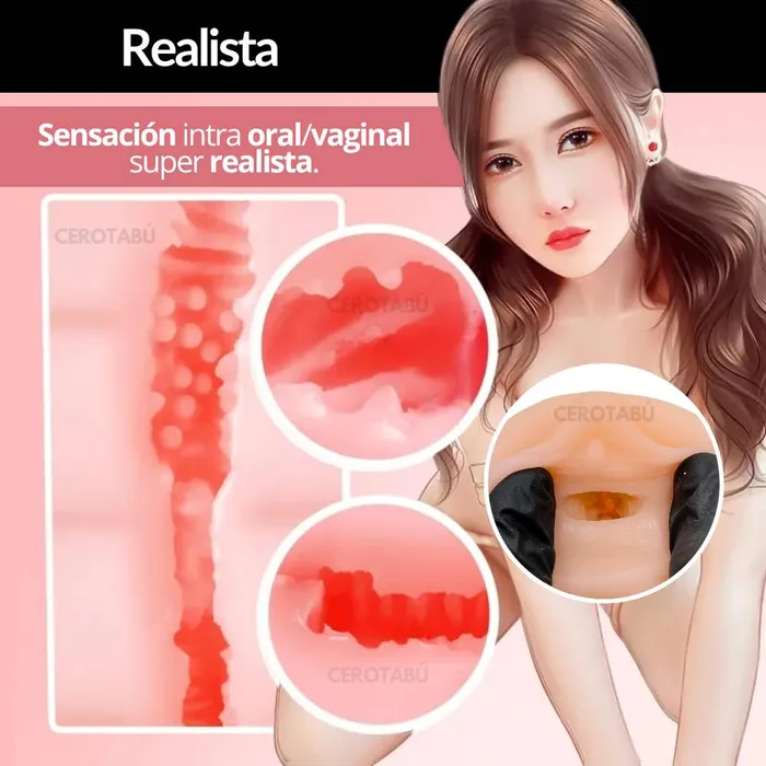 Vagina Y Boca Masturbador Sexual Masculino 2 En 1 Silicona