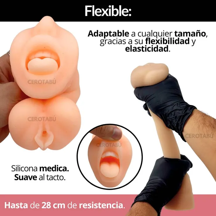 Vagina Y Boca Masturbador Sexual Masculino 2 En 1 Silicona