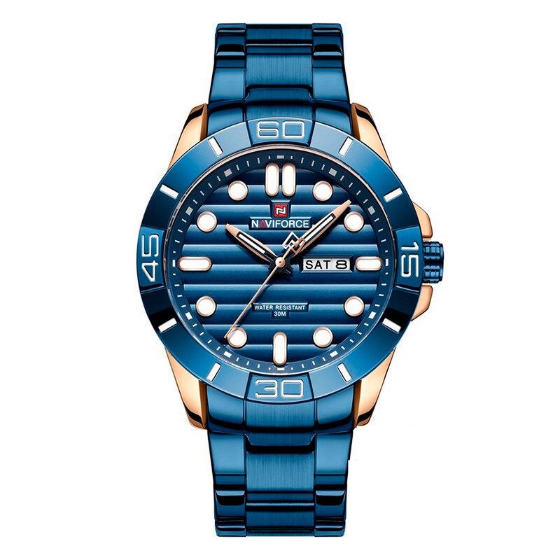Reloj Naviforce Original Nf 9198 Acero Inoxidable Azul Rosa + Estuche