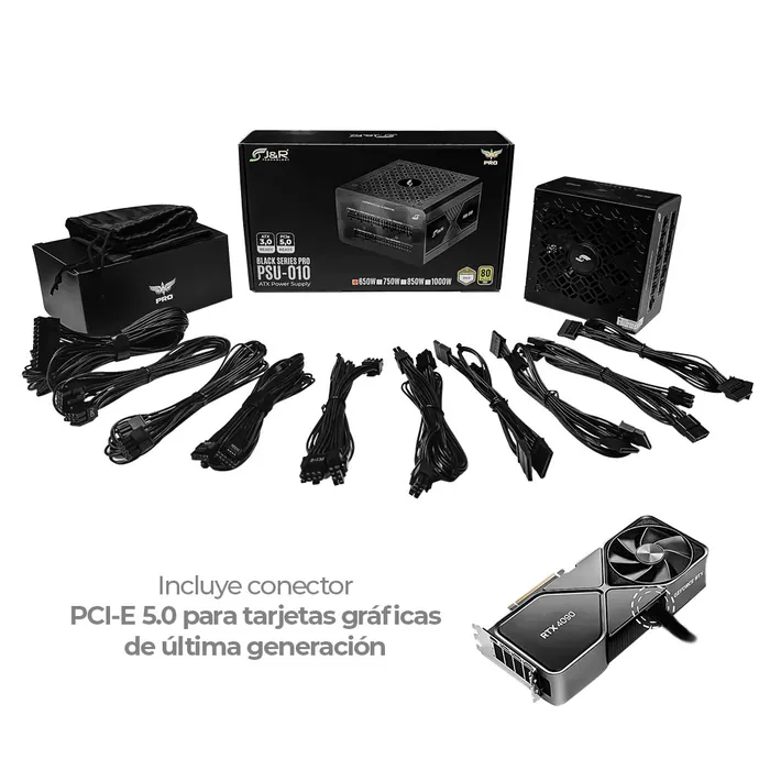 Fuente De Poder Full Modular 650W Real Negra (Certificacion 80 Plus Gold)