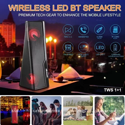 Parlante Bluetooth Mega Bass Elegante Luz Rgb Recargable Usb