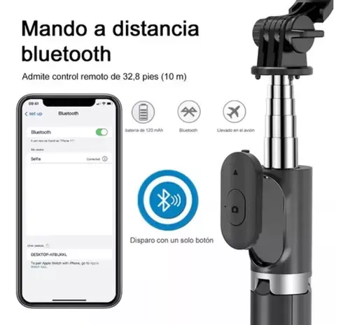 Palo Selfie Stick Bluetooth Remoto Trípode Luz Led + Control