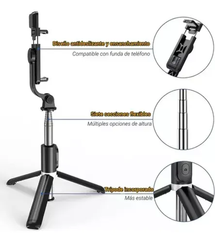 Palo Selfie Stick Bluetooth Remoto Trípode Luz Led + Control