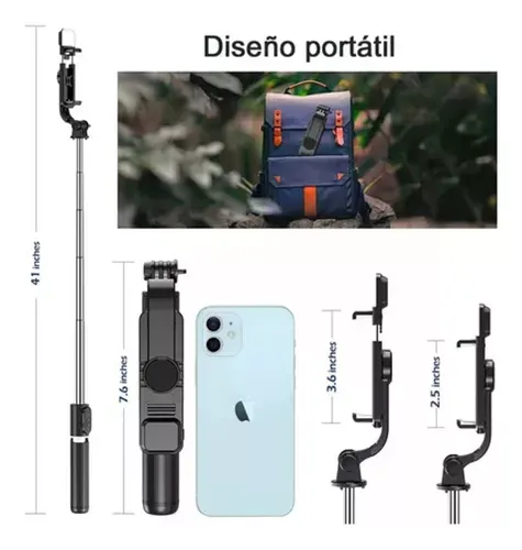 Palo Selfie Stick Bluetooth Remoto Trípode Luz Led + Control