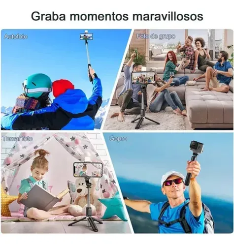 Palo Selfie Stick Bluetooth Remoto Trípode Luz Led + Control