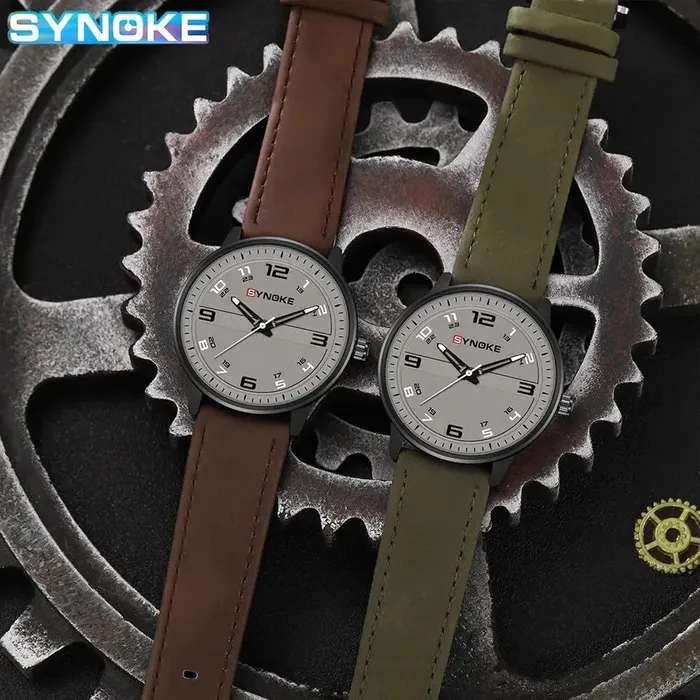 Reloj De Cuarzo Para Hombre SYNOKE Cronógrafo Retro Con Correa De Negocios