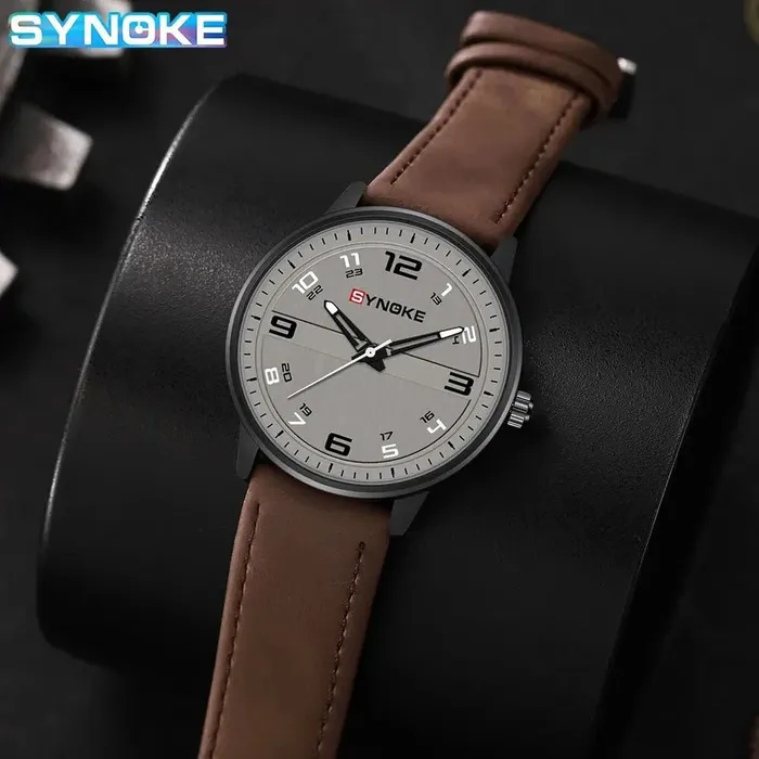 Reloj De Cuarzo Para Hombre SYNOKE Cronógrafo Retro Con Correa De Negocios