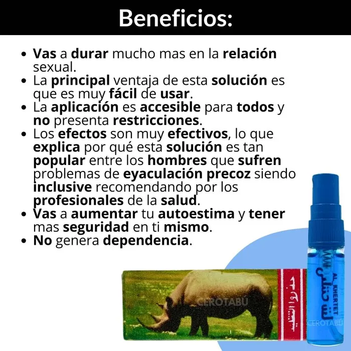 Retardante Masculino Rhino Azul Extra Formula Mejorada 10ml