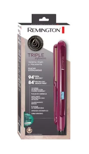 Plancha De Cabello Remington Triple Infusión S7740 Color Borgoña 