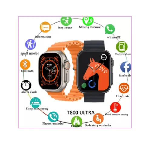 Combo Reloj t800 Naranjado+ Airpods Pro 2 ANC: Funcionalidad De Reloj Inteligente Y Libertad De Audio Inalámbrico