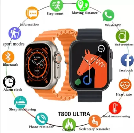 Smartwatch t800 Naranjado Con Obsequio Pulso Al Azar + Airpods Series 3 1.1